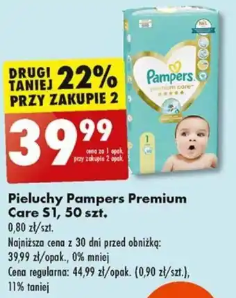 Biedronka Pieluchy Pampers Premium Care S1, 50 szt. oferta
