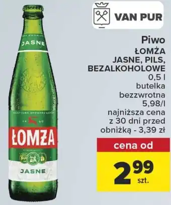 Carrefour Piwo ŁOMŻA JASNE, PILS, BEZALKOHOLOWE 0,5l oferta