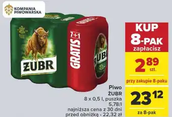 Carrefour Piwo ŻUBR 8x0,5l oferta