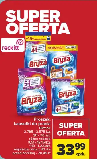 Carrefour Proszek, kapsułki do prania BRYZA 2,795-3,575kg, 28-30szt oferta