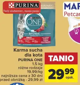 Carrefour Karma sucha dla kota PURINA ONE 1,5kg oferta