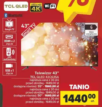 Carrefour Telewizor 43" TCL QLED 43C635A oferta