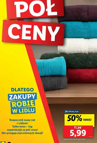 Lidl RĘCZNIK FROTTÉ 30 X 50 CM 2 SZT. oferta