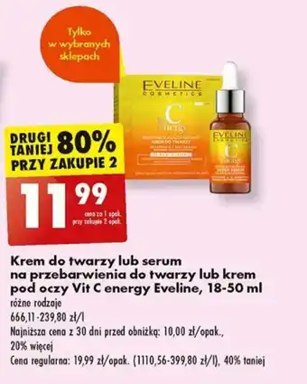 Biedronka Krem do twarzy lub serum na przebarwienia do twarzy lub krem pod oczy Vit C energy Eveline oferta