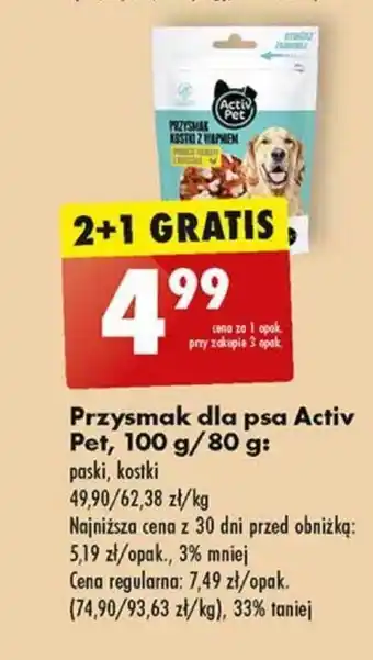 Biedronka Przysmak dla psa Activ Pet, 100 g/80 g oferta