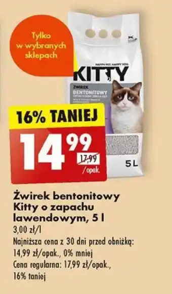 Biedronka Żwirek bentonitowy Kitty o zapachu lawendowym, 5 l oferta
