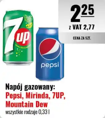 Eurocash Napój gazowany: Pepsi, Mirinda, 7UP, Mountain Dew 0,33 l oferta