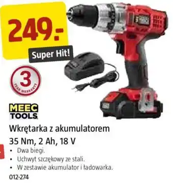 Jula MEEC TOOLS Wkrętarka z akumulatorem 35Nm, 2Ah, 18V oferta