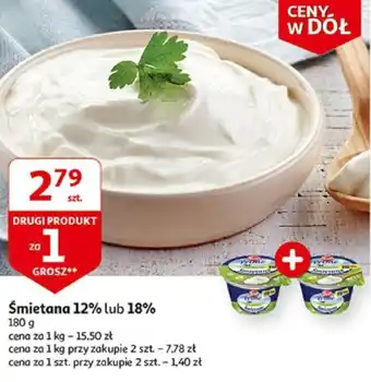 Auchan Śmietana 12% lub 18% 180 g oferta