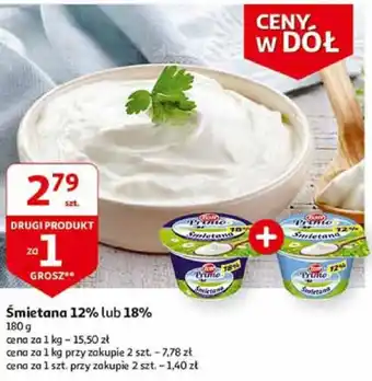 Auchan Śmietana 12% lub 18% 180 g oferta