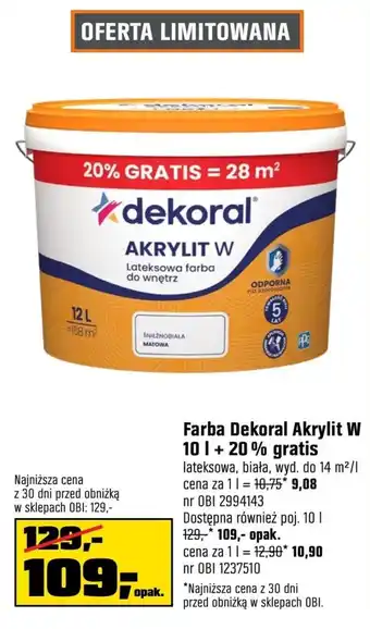 OBI Farba lateksowa dekoral oferta