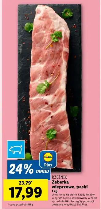Lidl Żeberka wieprzowe, paski 1 kg oferta