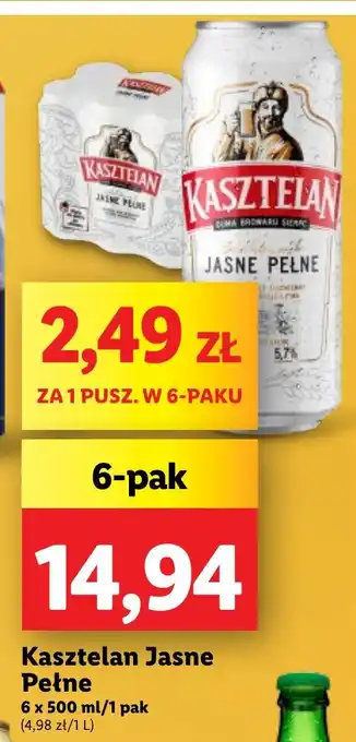 Lidl Kasztelan Jasne Pełne 6 x 500 ml oferta