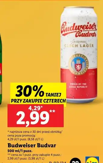 Lidl Piwo budweiser oferta