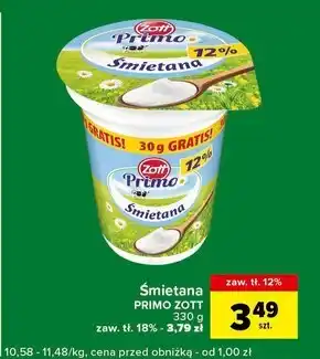 Carrefour Express Zott primo śmietana 12 % 330 g oferta