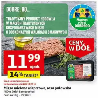 Auchan Mięso mielone wieprzowe, rasa puławska 400 g oferta