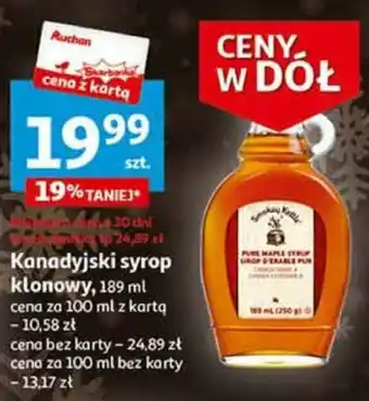 Auchan Kanadyjski syrop klonowy, 189 ml oferta