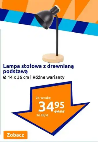 Action Lampa stołowa z drewnianą podstawą oferta