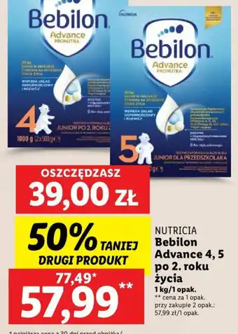 Lidl Bebilon Advance 4, 5 po 2. roku życia 1 kg oferta
