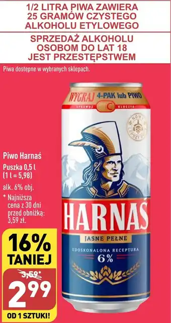 ALDI Piwo Harnas Puszka 0,5 l oferta
