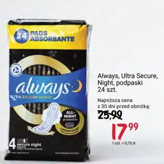 Rossmann Always, Ultra Secure, Night, podpaski 24 szt. oferta