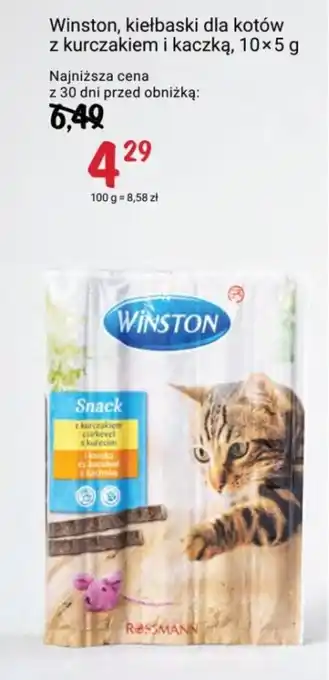 Rossmann Winston, kiełbaski dla kotów z kurczakiem i kaczką, 10 x 5 g oferta