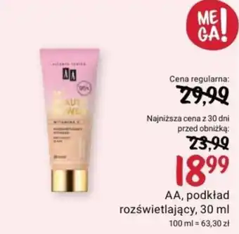 Rossmann AA, podkład rozświetlający, 30 ml oferta