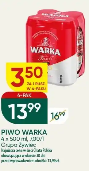 Chata Polska Warka classic piwo jasne 4 x 500 ml oferta