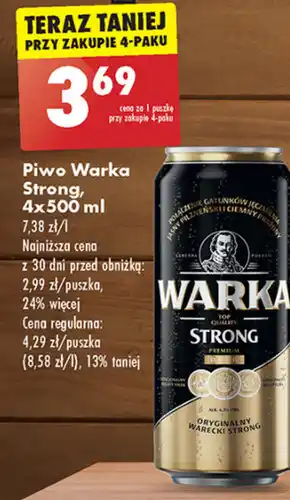 Biedronka Warka strong piwo jasne 500 ml oferta