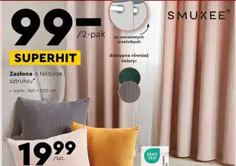 Biedronka SMUKEE Zasłona o fakturze sztruksu 2 pak oferta