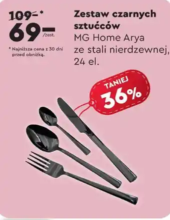 Biedronka Zestaw czarnych sztućców MG Home Arya oferta