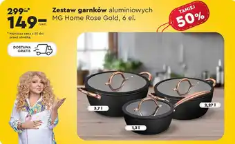 Biedronka Zestaw garnków aluminiowych MG Home Rose Gold 6 el. oferta
