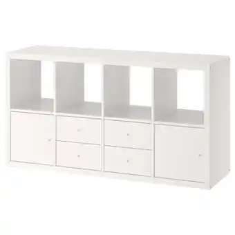 IKEA Kallax Regał z 4 wkładami, biały, 77x147 cm oferta