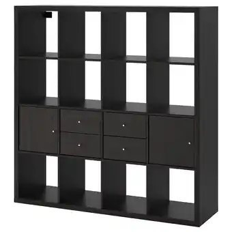 IKEA Kallax regał z 4 wkładami, czarnybrąz, 147x147 cm oferta