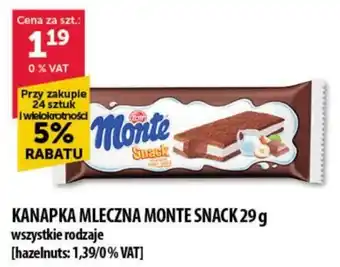 Eurocash Cash & Carry KANAPKA MLECZNA MONTE SNACK 29 g oferta