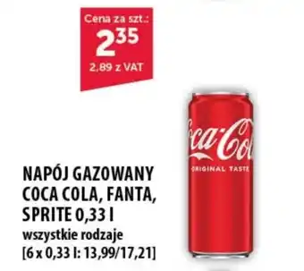 Eurocash Cash & Carry NAPÓJ GAZOWANY COCA COLA, FANTA, SPRITE 0,33 l oferta