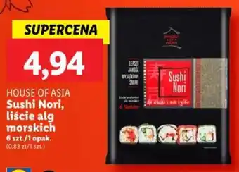 Lidl HOUSE OF ASIA Sushi Nori, liście alg morskich 6 szt. oferta