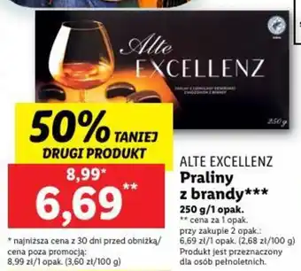 Lidl ALTE EXCELLENZ Praliny z brandy 250 g oferta