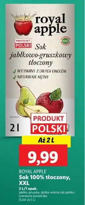Lidl ROYAL APPLE Sok 100% tłoczony, XXL 2 l oferta