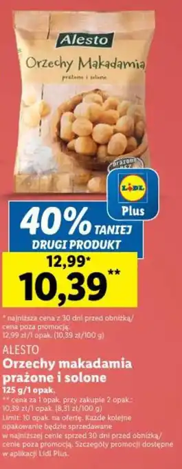 ALESTO Orzechy makadamia prażone i solone 125 g