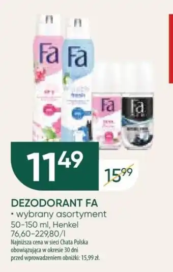 Chata Polska DEZODORANT FA 50-150 ml oferta