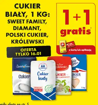 Biedronka CUKIER BIAŁY, 1 KG: SWEET FAMILY, DIAMANT, POLSKI CUKIER, KRÓLEWSKI oferta