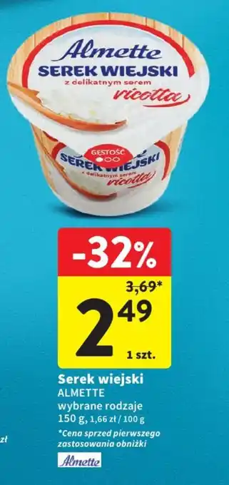 Intermarche Serek wiejski ALMETTE 150 g oferta