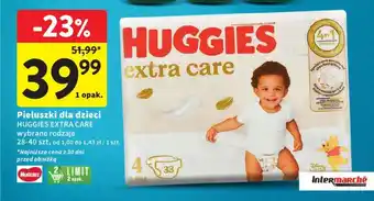 Intermarche Pieluszki dla dzieci HUGGIES EXTRA CARE 28-40szt. oferta