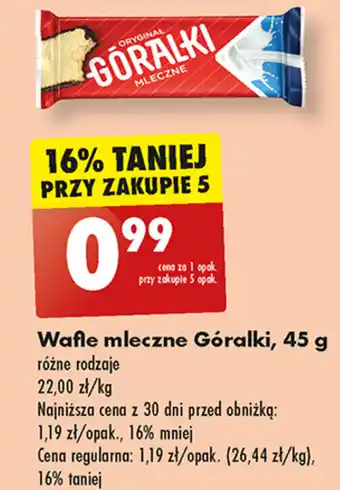 Biedronka Wafle mleczne Góralki, 45 g oferta