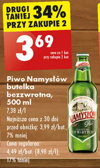 Biedronka Piwo Namysłów butelka bezzwrotna, 500 ml oferta