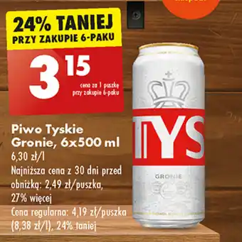Biedronka Piwo Tyskie Gronie, 6x500 ml oferta