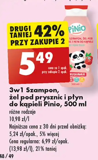Biedronka 3w1 Szampon, żel pod prysznic i płyn do kąpieli Pinio, 500 ml oferta
