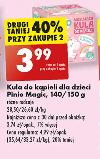 Biedronka Kula do kąpieli dla dzieci Pinio Magic, 140/150 g oferta