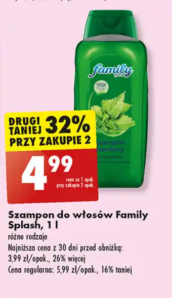 Biedronka Szampon do włosów Family Splash, 1 l oferta